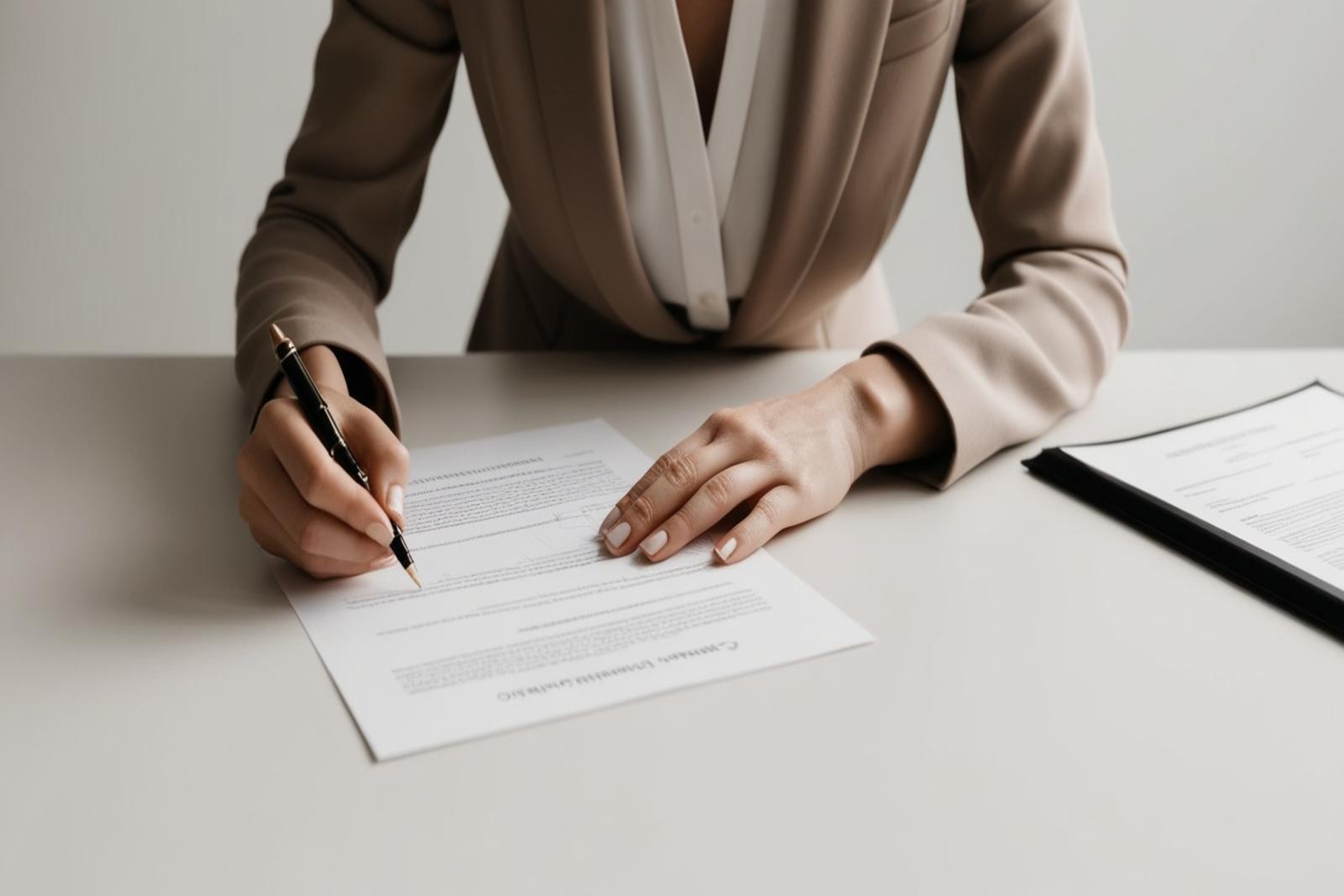 Lawyer signing documents