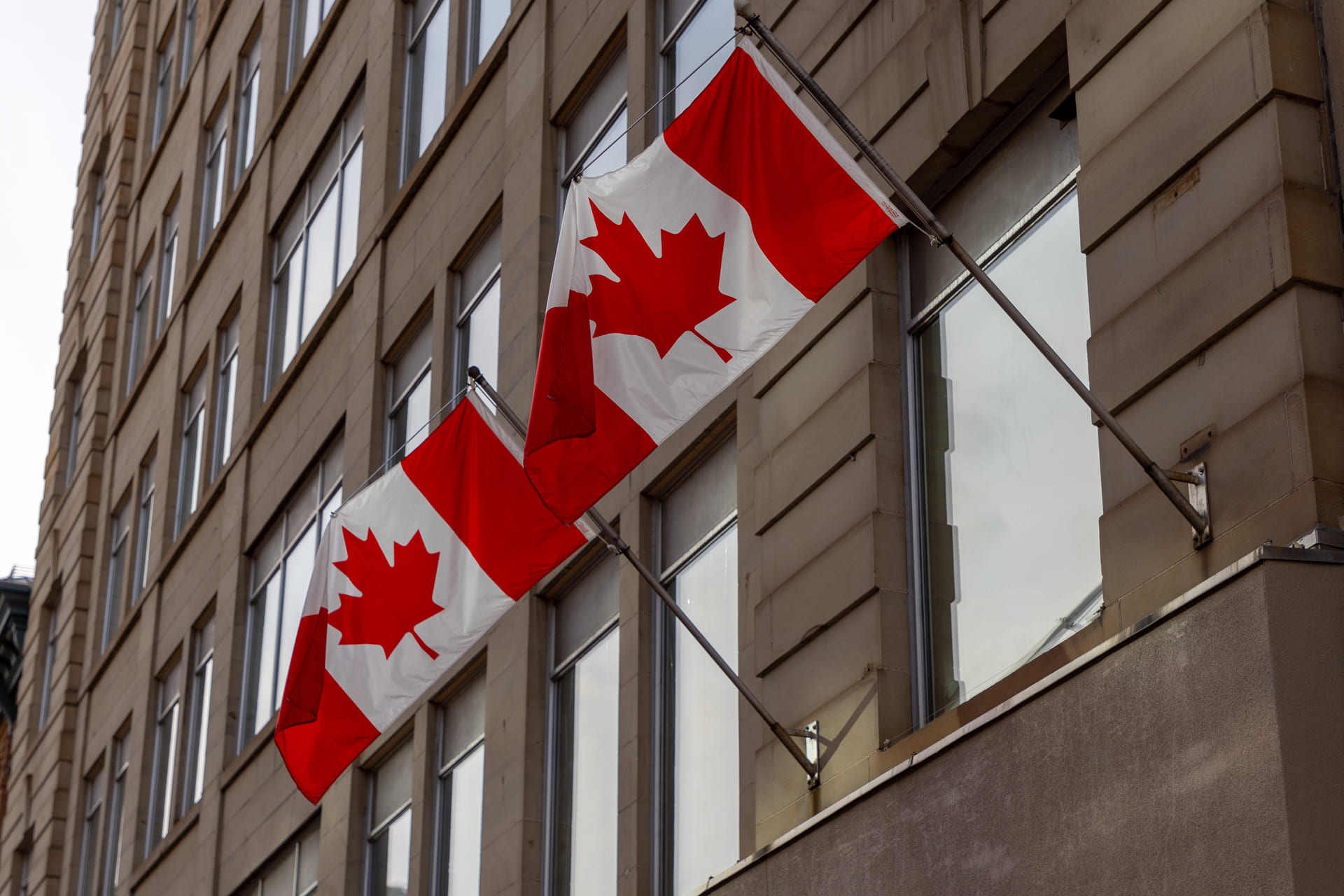Canadian Flags on Building