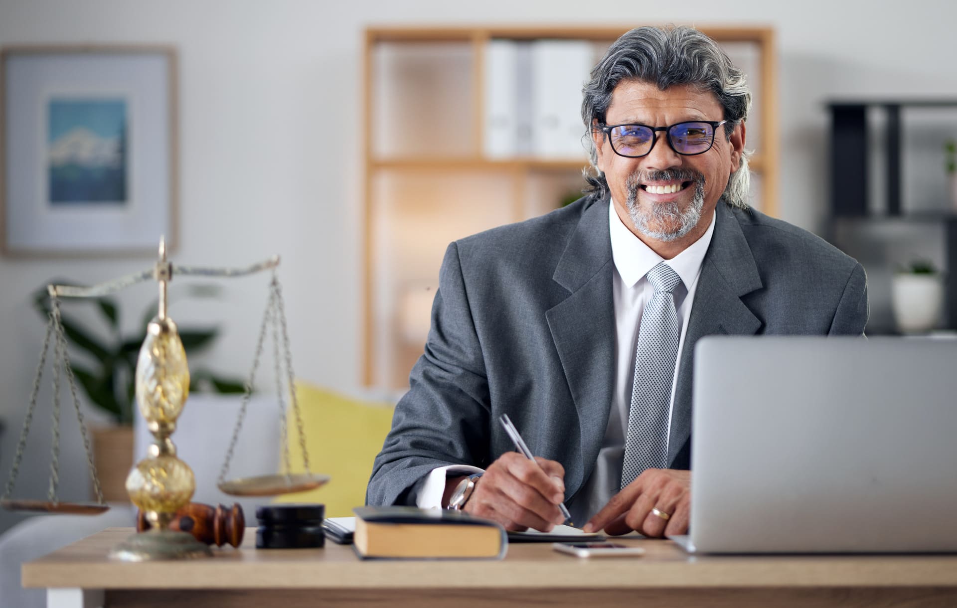 Immigration lawyer at desk