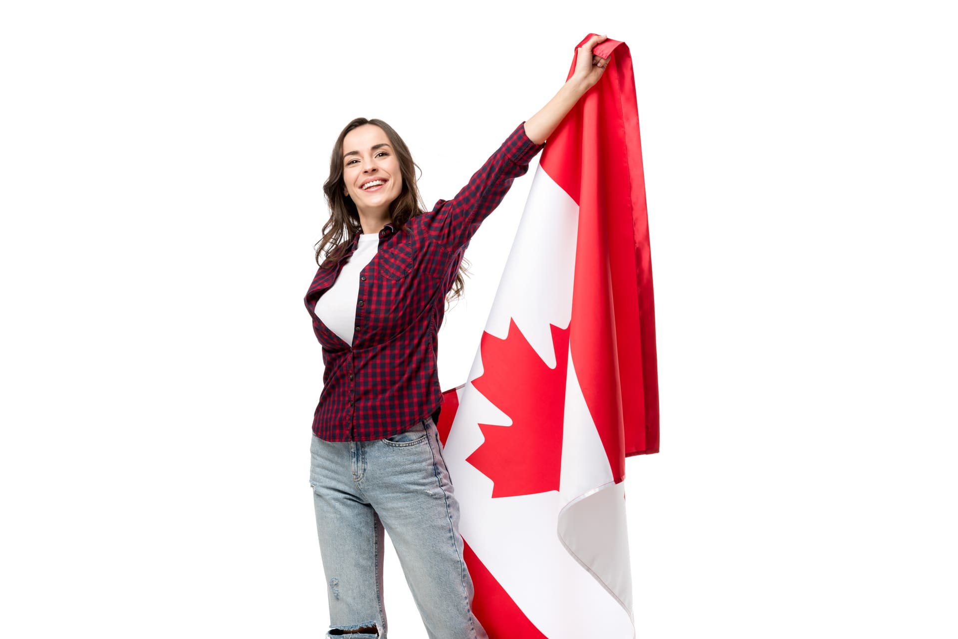 woman posing with Canadian flag