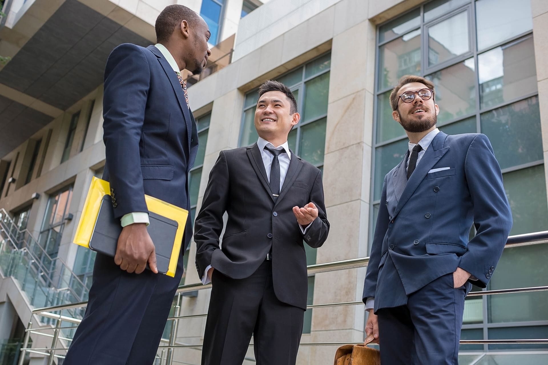 Portrait of multiethnic business people posing at office